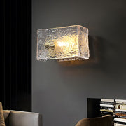 modern brass fixture with elegant rectangular ripple glass bedside wall lamp