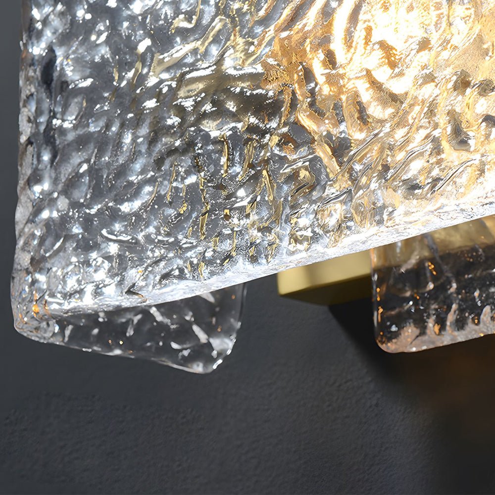 modern brass fixture with elegant rectangular ripple glass bedside wall lamp