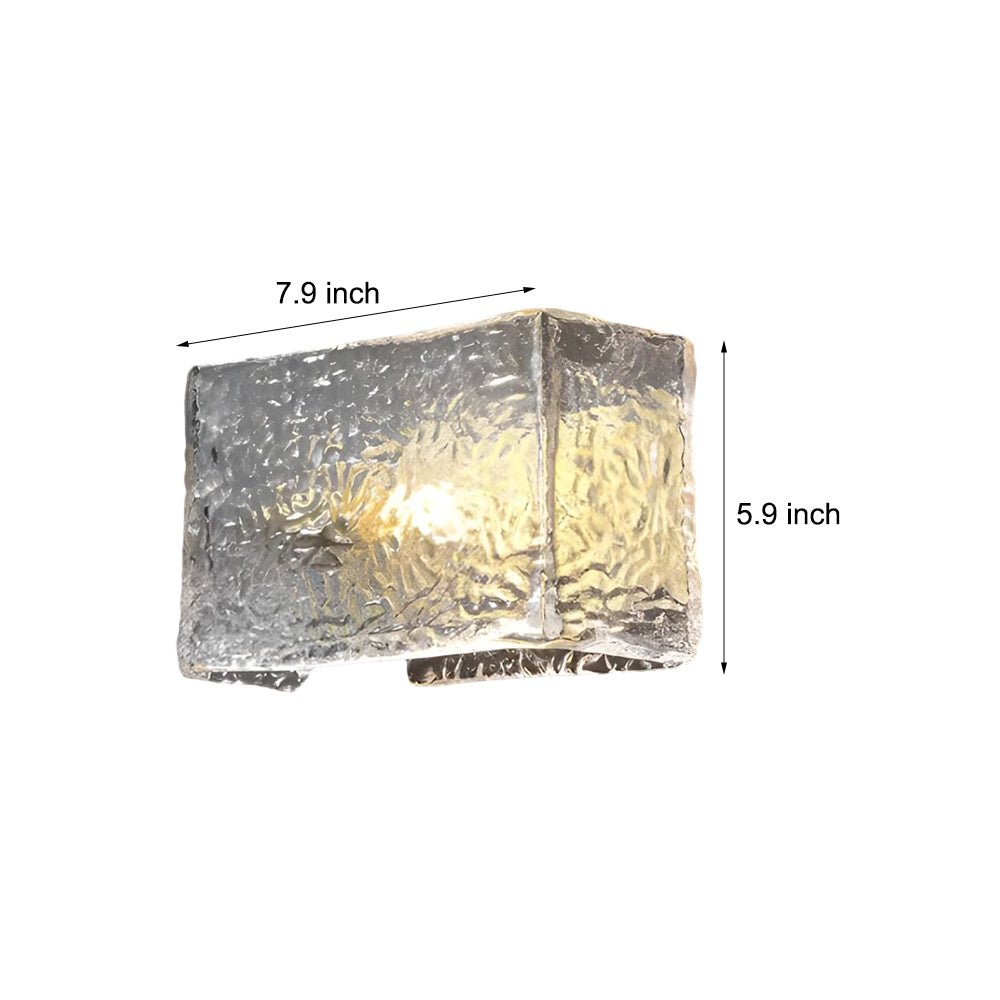modern brass fixture with elegant rectangular ripple glass bedside wall lamp