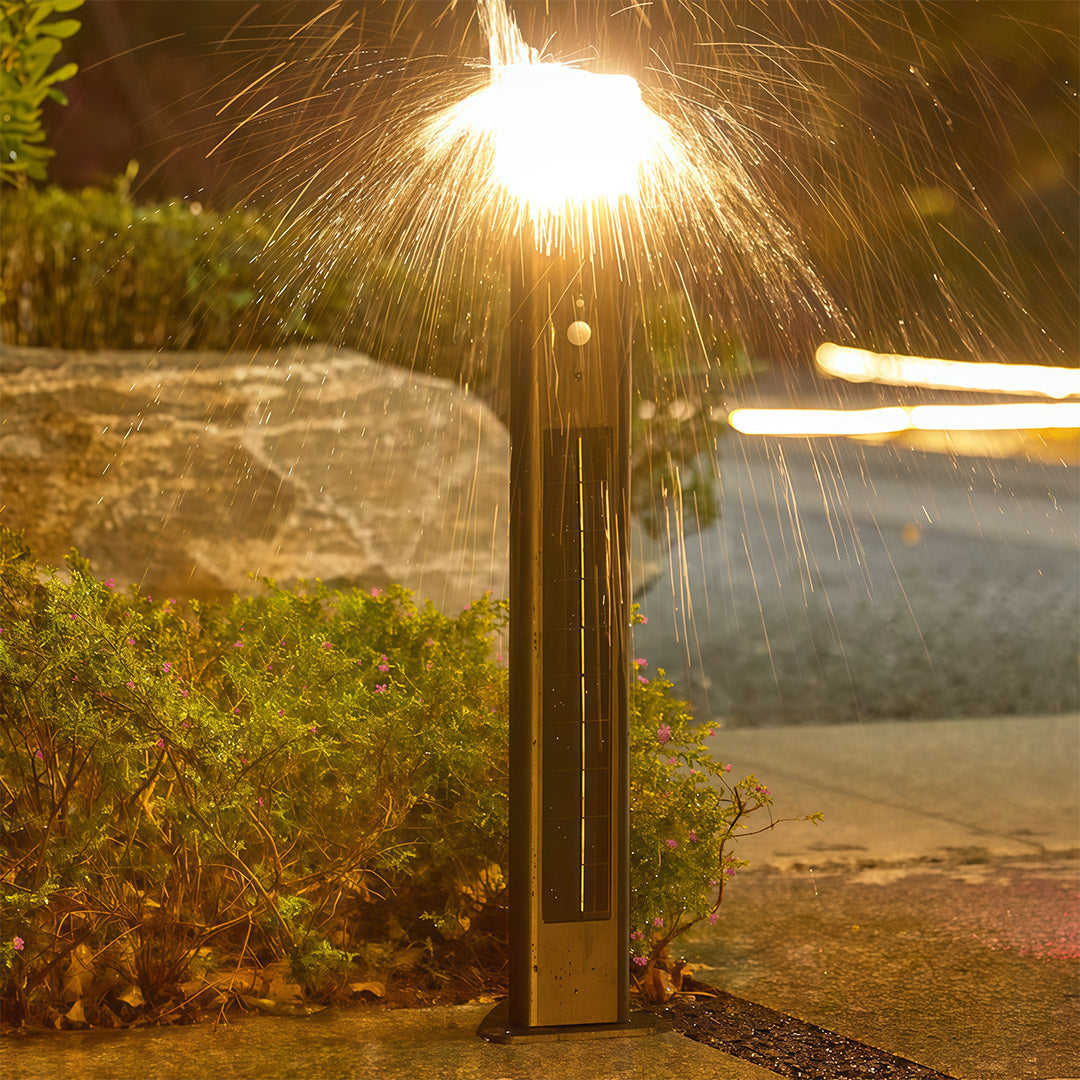 Solar Aluminum Bollard Light — Black, 3W LED, Three-Color Dimming (3000K/4500K/6000K), IP55, 4000mAh, 25.59" Height
