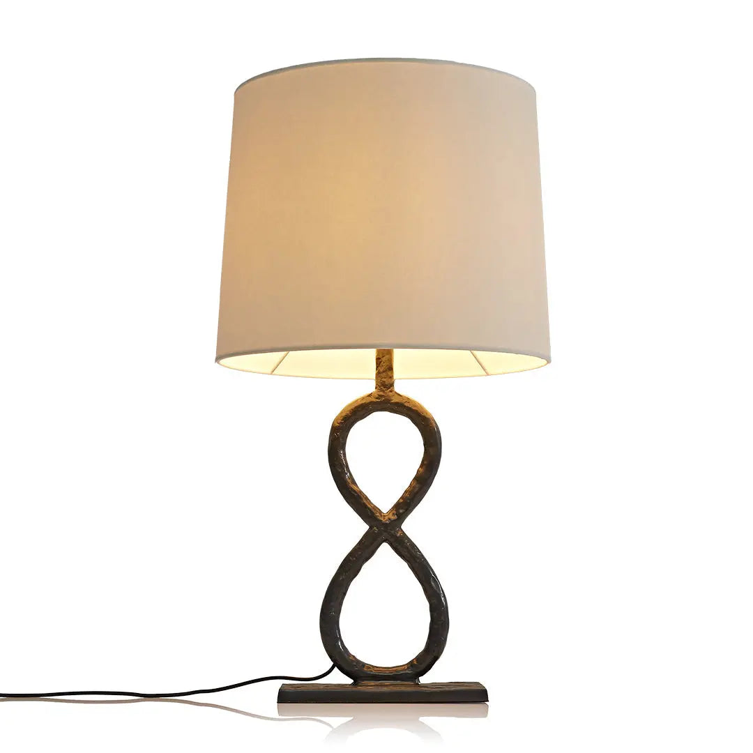 European Luxury Fabric Light Table Lamps in Bronze Metal Luxe