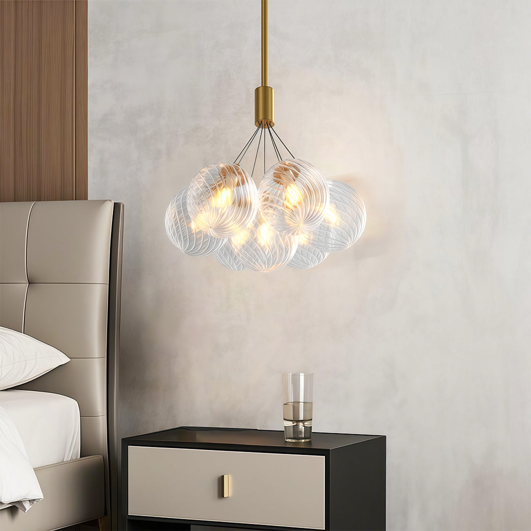 Bubble Glass Chandelier — Solid Copper Frame, G9, 3/7/13-Light