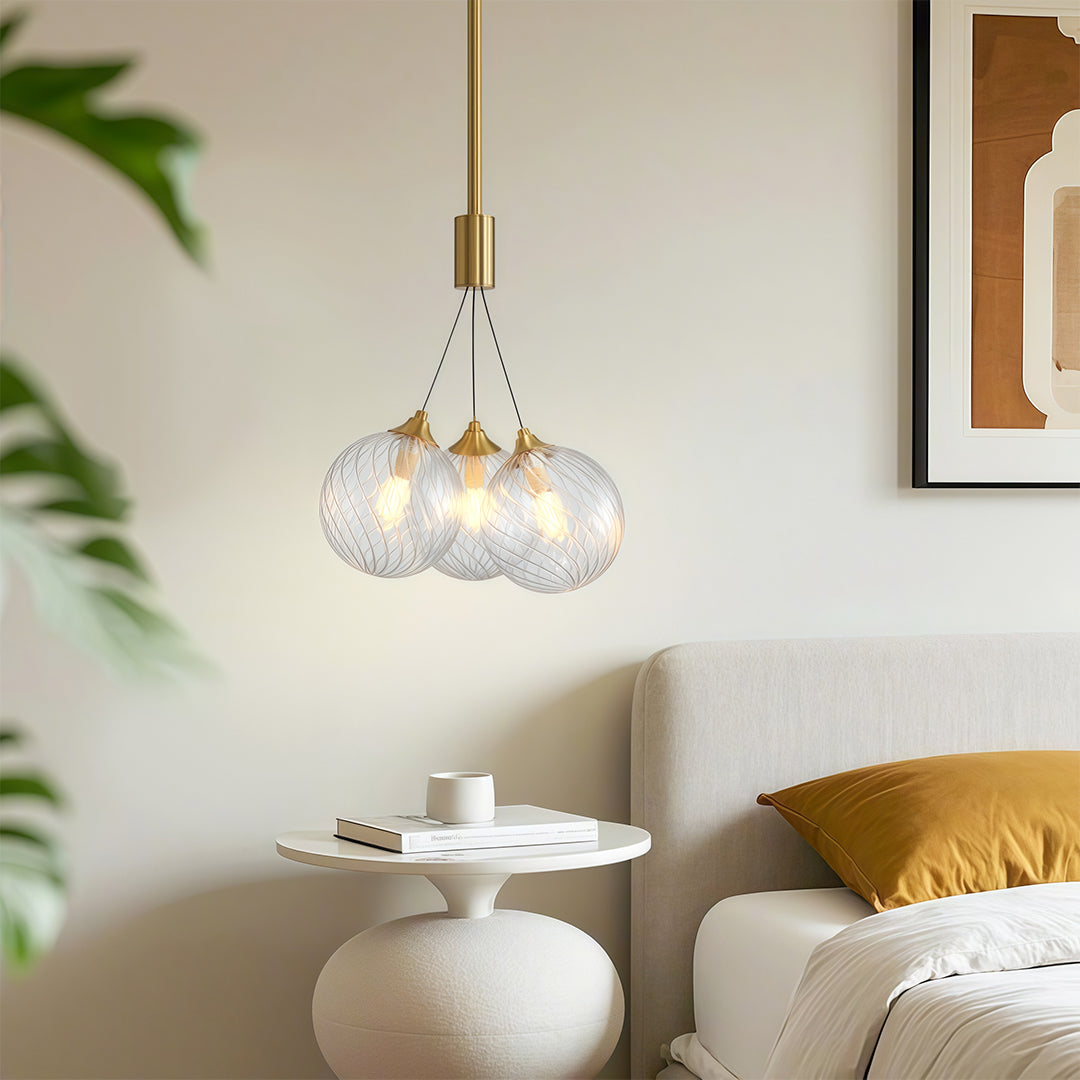 Bubble Glass Chandelier — Solid Copper Frame, G9, 3/7/13-Light