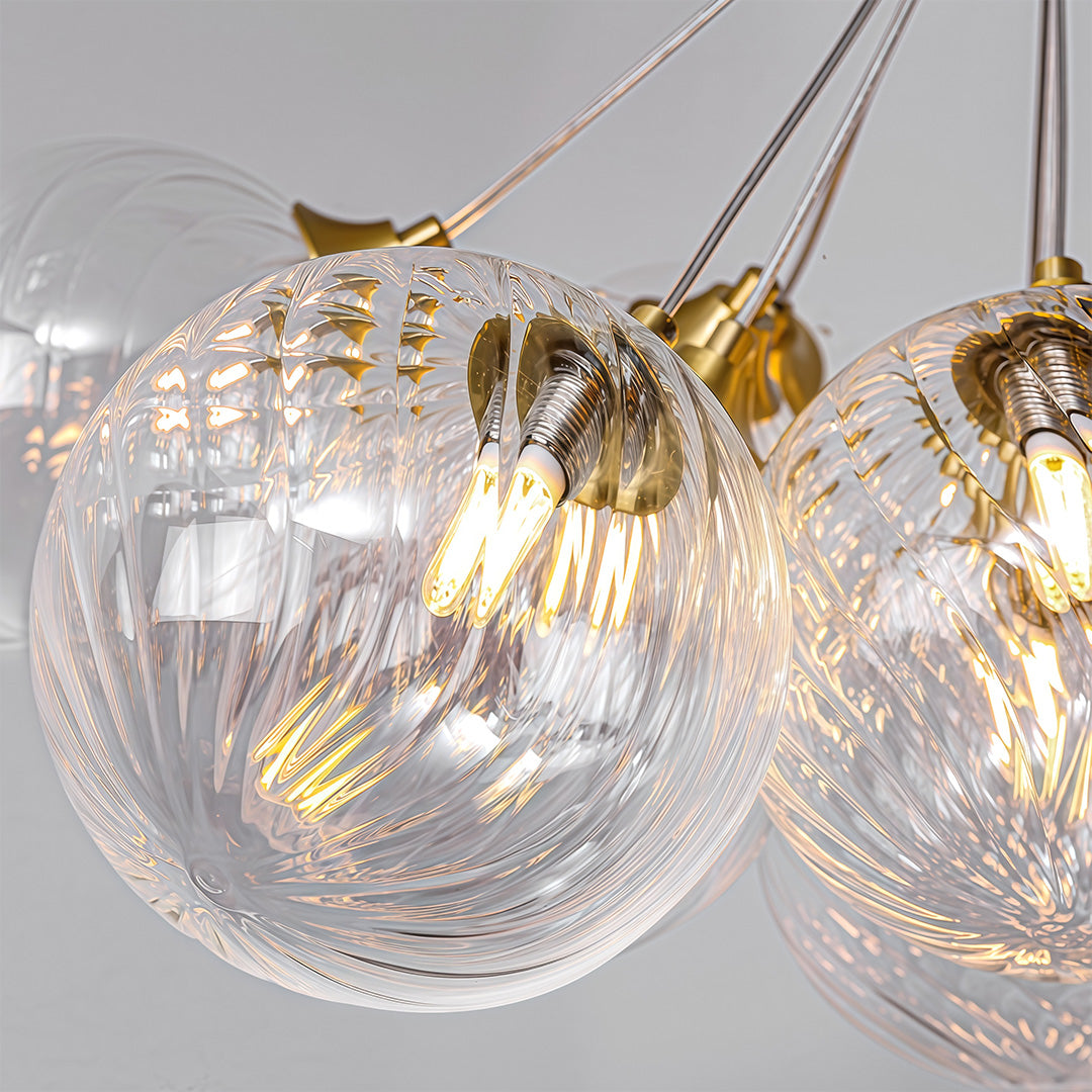 Bubble Glass Chandelier — Solid Copper Frame, G9, 3/7/13-Light