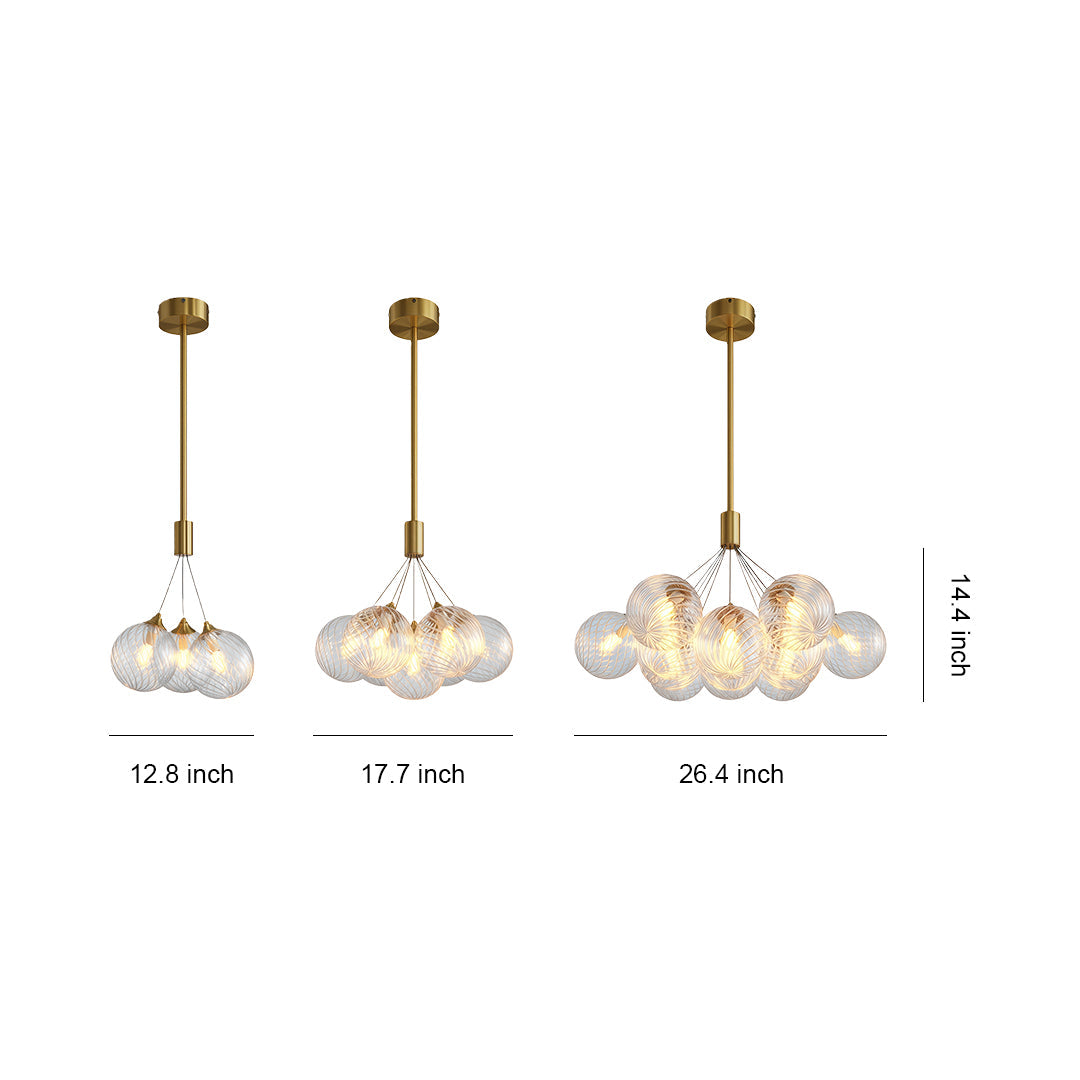 Bubble Glass Chandelier — Solid Copper Frame, G9, 3/7/13-Light