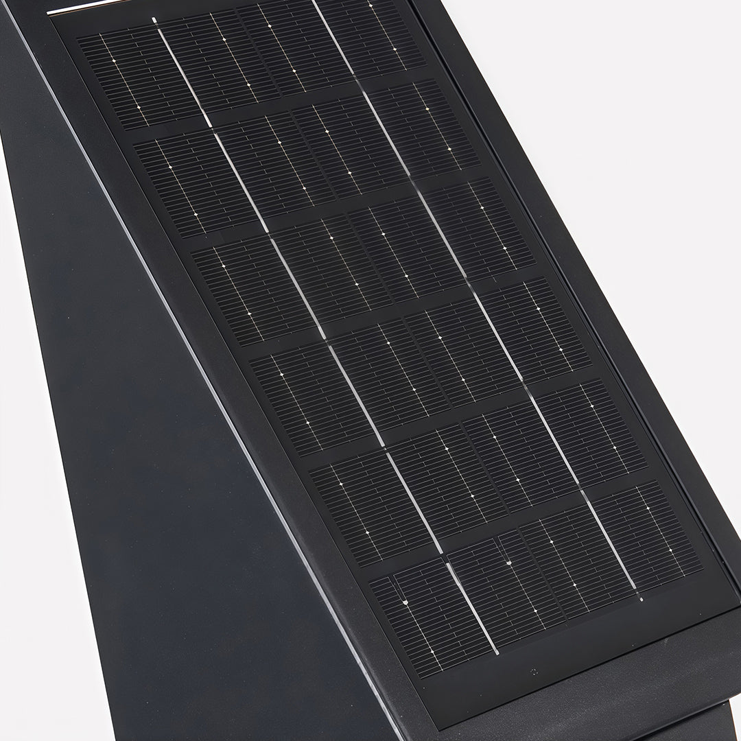 Minimalist Linear Solar Outdoor Wall Sconce — Black Stainless Steel, 5W LED, IP44, 2200mAh