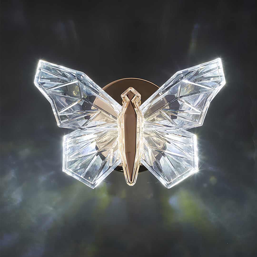 Butterfly Wall Sconce — Gold Aluminum, White Acrylic Shade, LED, Three-Step Dimming (3000K/4500K/6000K)