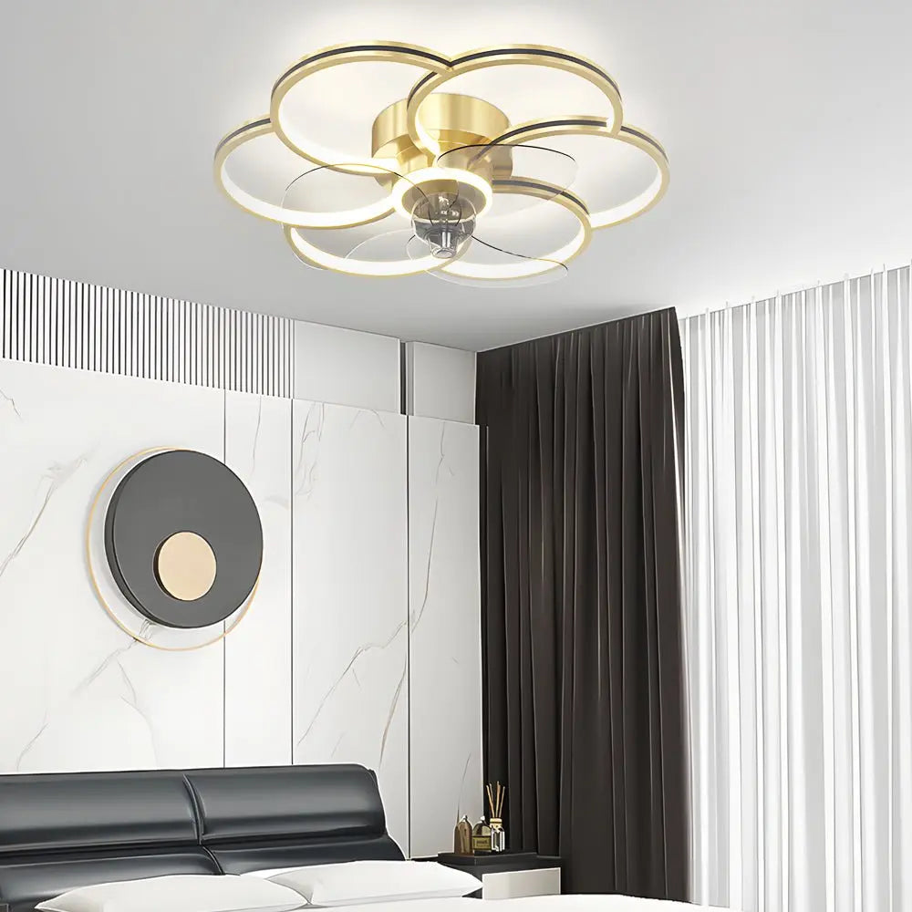 Modern Ceiling Fan and Light with Flower Design: Three-Step Dimming LED and Silent Operation Luxe