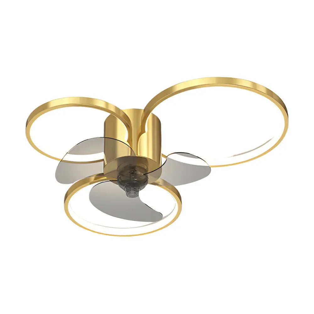 Modern Ceiling Fan Lamp with Square and Round Rings - Three-Step Dimming LED and Silent Operation Luxe