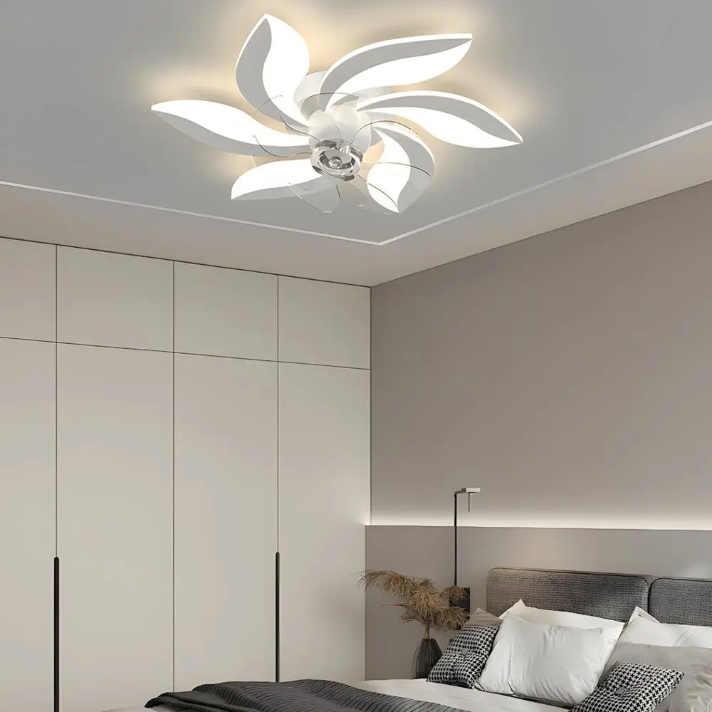 Modern Ceiling Fan with Light: 3-Step Dimming and Flower Leaf Design Luxe