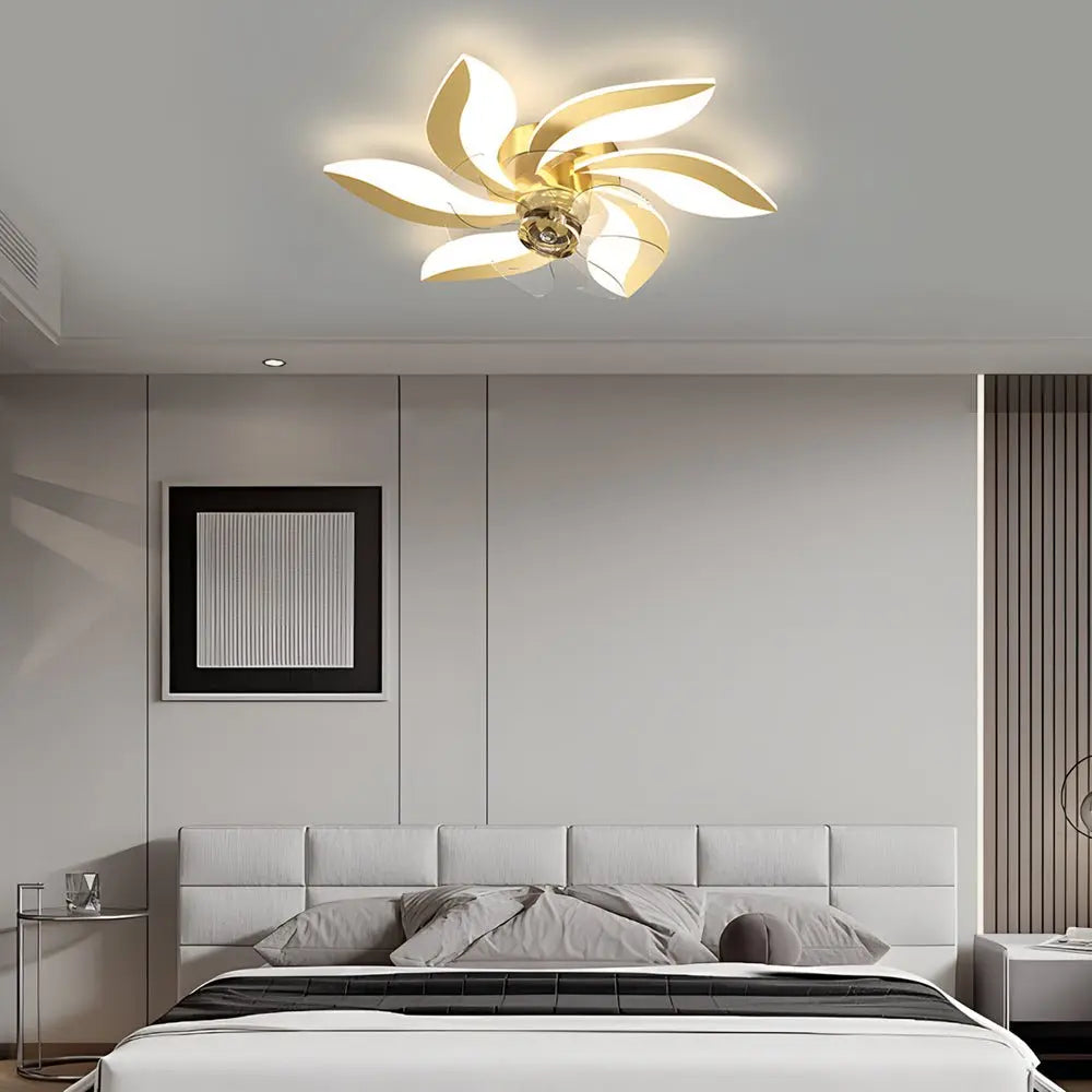 Modern Ceiling Fan with Light: 3-Step Dimming and Flower Leaf Design Luxe