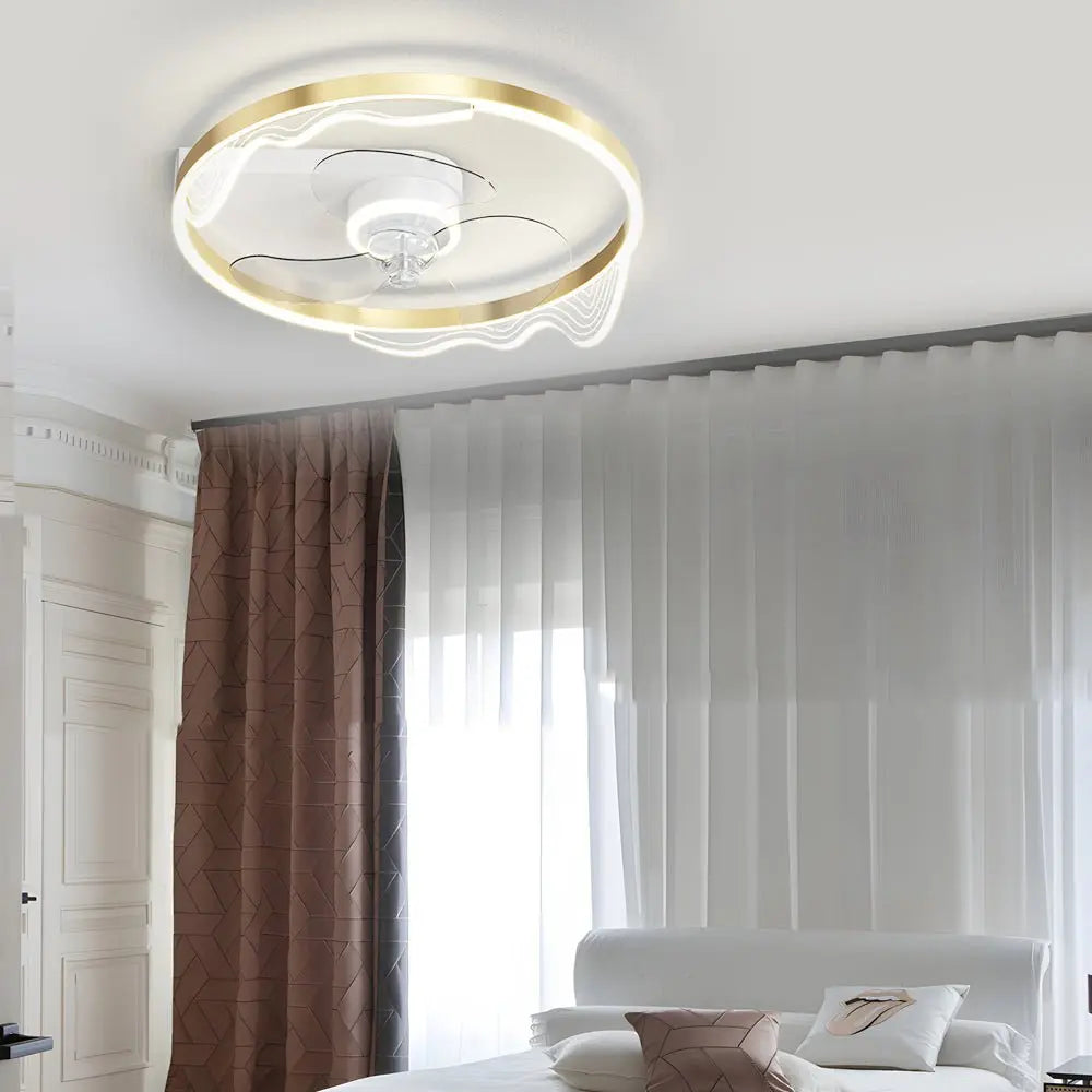 Modern Ceiling Fan with Lights: Round Acrylic Waves Design and Three-Step Dimming LED Luxe