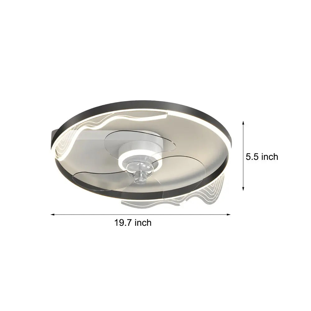 Modern Ceiling Fan with Lights: Round Acrylic Waves Design and Three-Step Dimming LED Luxe