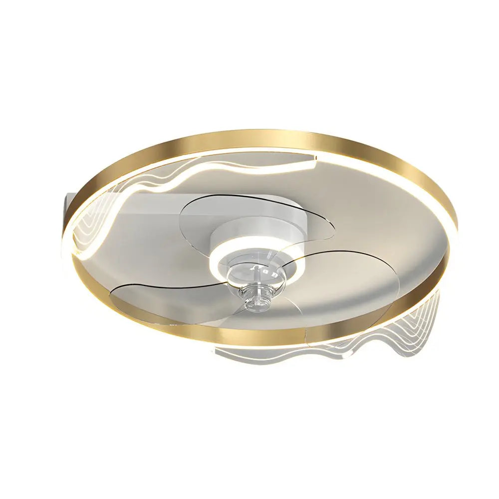 Modern Ceiling Fan with Lights: Round Acrylic Waves Design and Three-Step Dimming LED Luxe