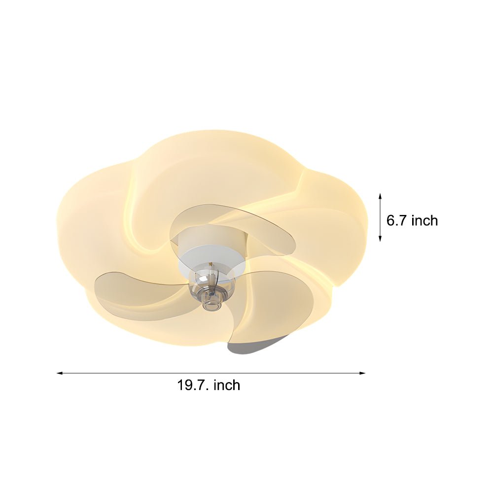 modern ceiling fan with romantic flower design 3 step dimming led and silent shaking head