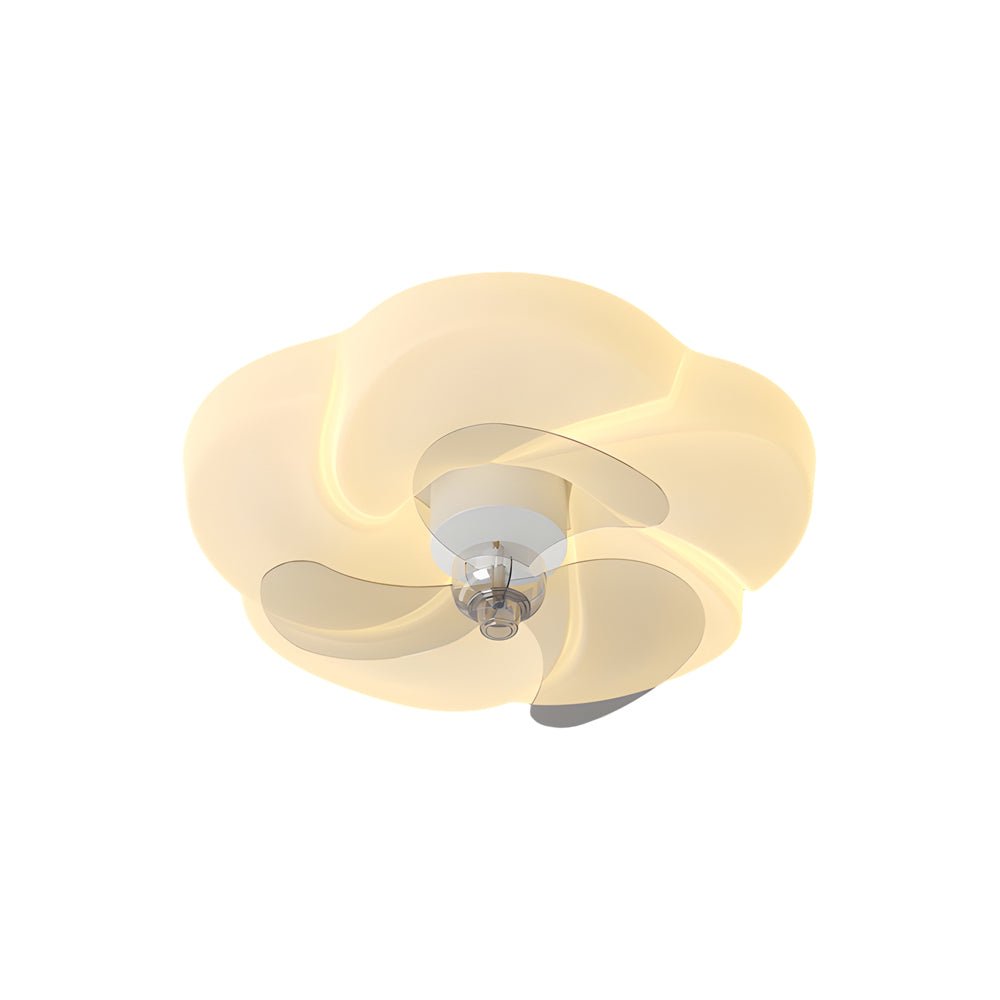 modern ceiling fan with romantic flower design 3 step dimming led and silent shaking head