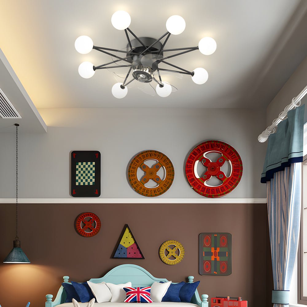 modern ceiling fans with 3 step dimming stars creative balls design