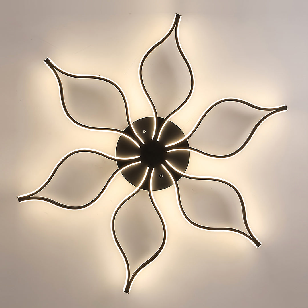 Minimalist LED Flush-Mount Ceiling Light — Black Iron, 120W / 160W, 43" or 47", Dimmable, Remote Control