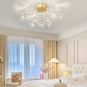 modern ceiling light fixture with crystal dandelion flowers and three step dimming