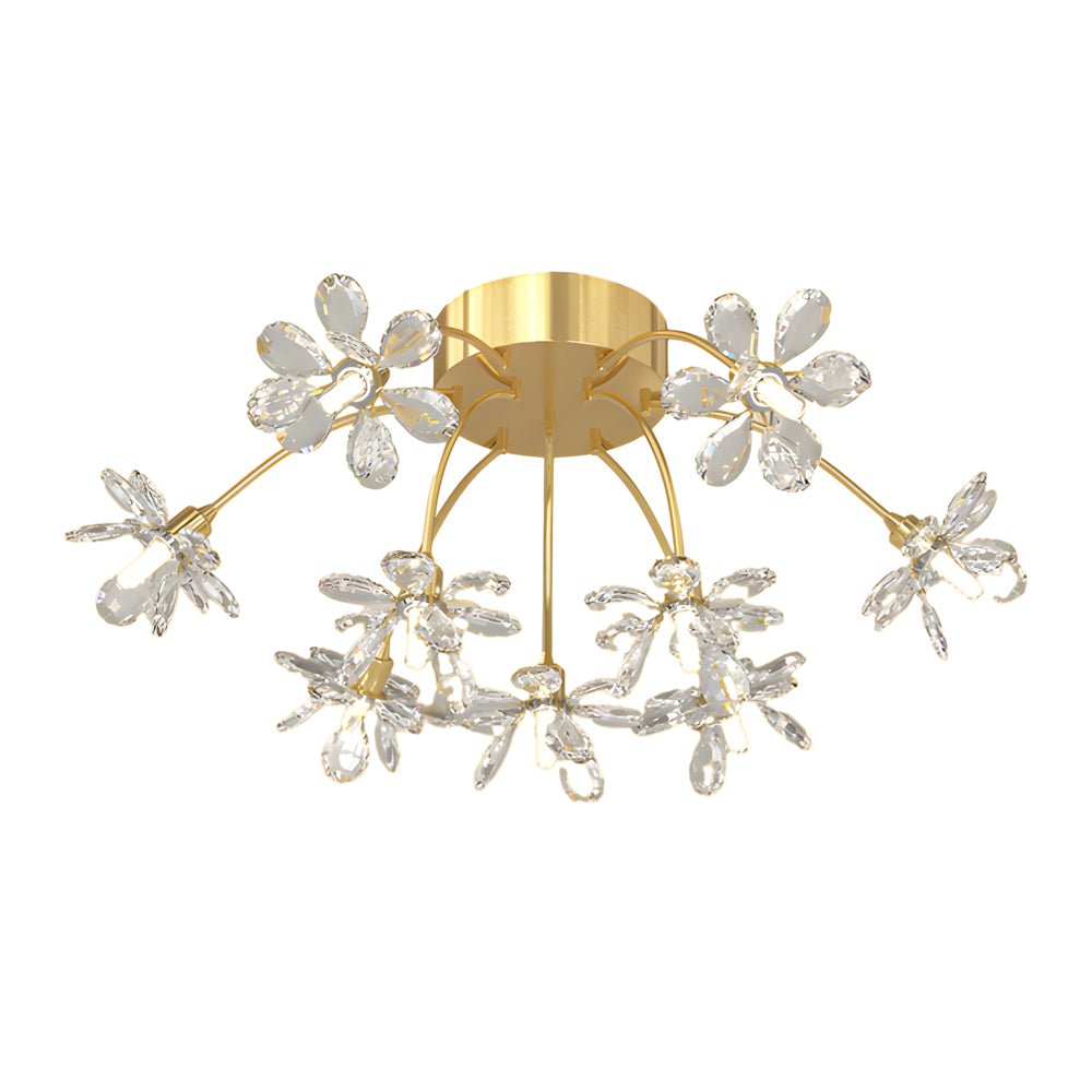 modern ceiling light fixture with crystal dandelion flowers and three step dimming