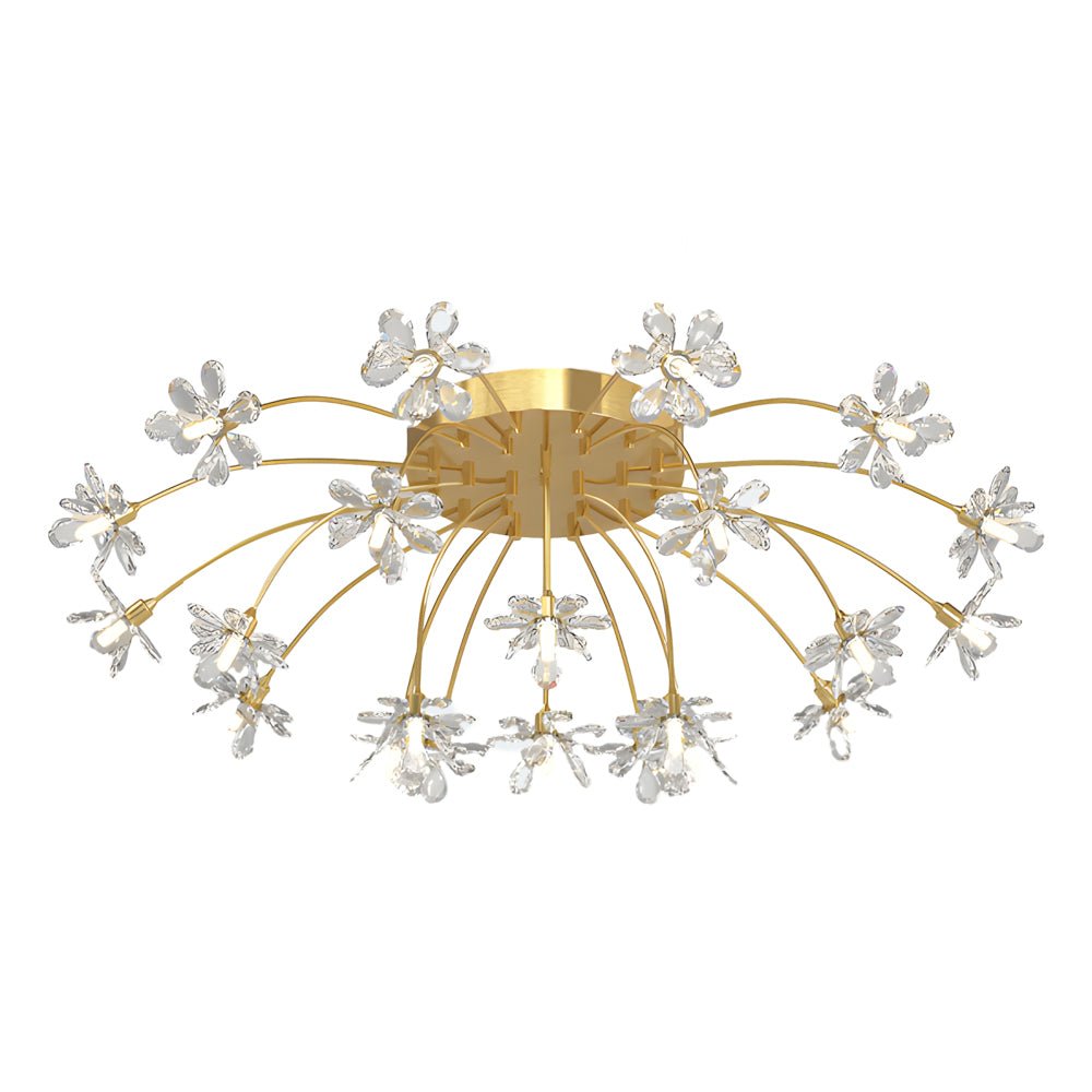 modern ceiling light fixture with crystal dandelion flowers and three step dimming
