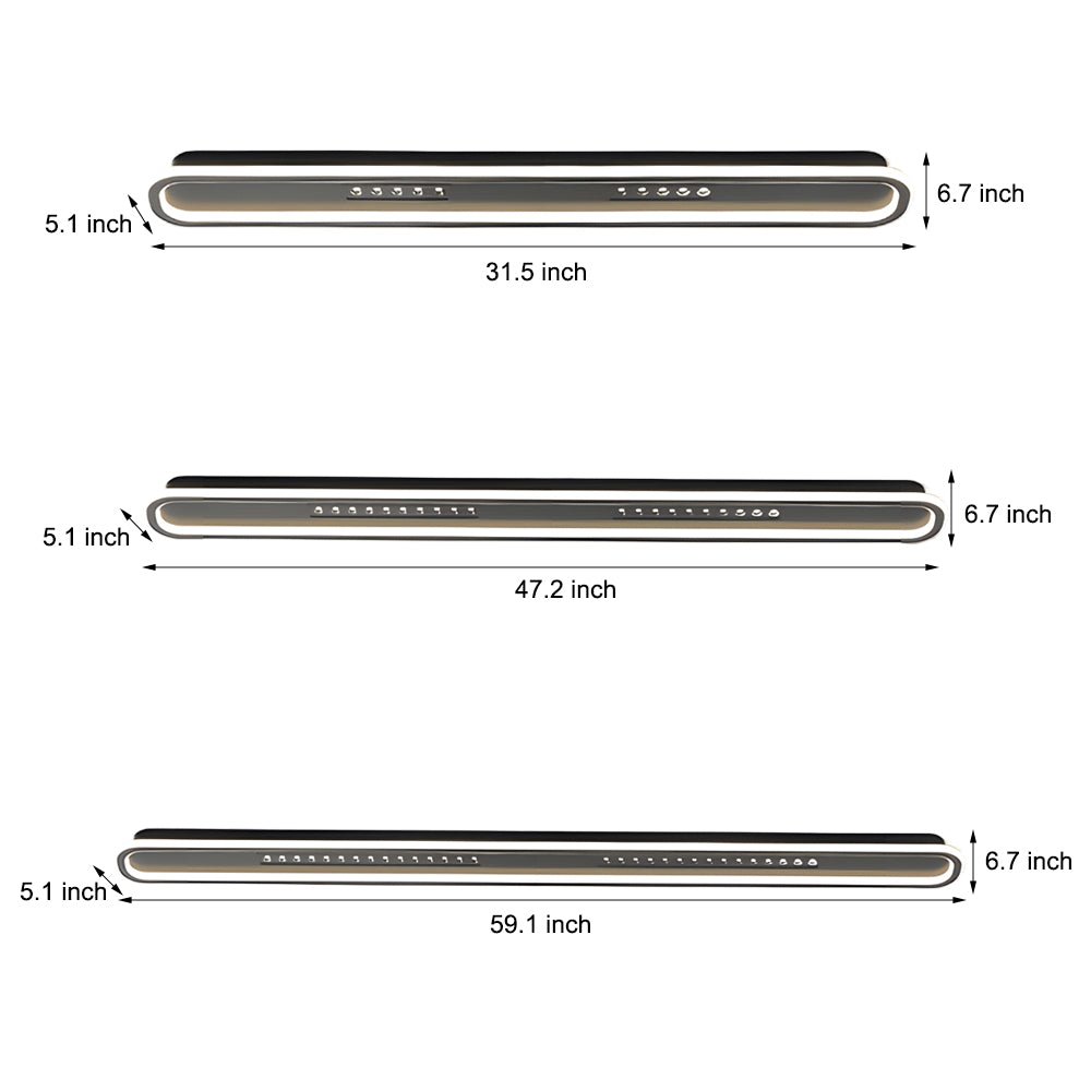 modern ceiling light fixture with simple rounded rectangular design and three step dimming