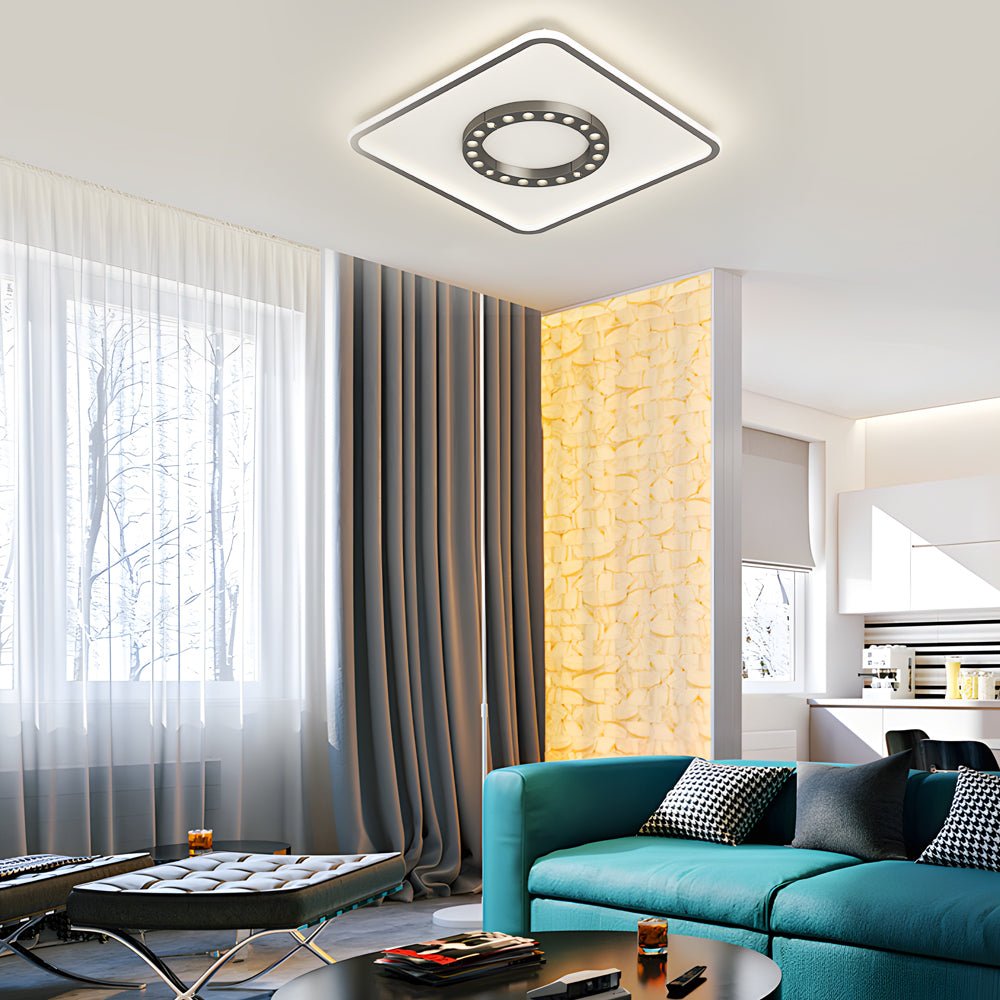 modern ceiling light fixture with square and round led design anti glare and 3 step dimming