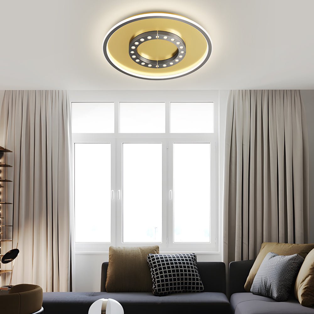 modern ceiling light fixture with square and round led design anti glare and 3 step dimming