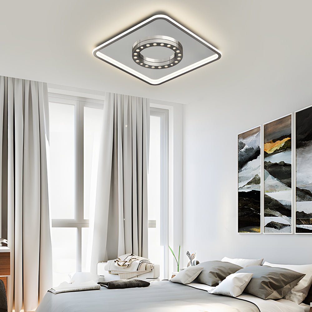 modern ceiling light fixture with square and round led design anti glare and 3 step dimming
