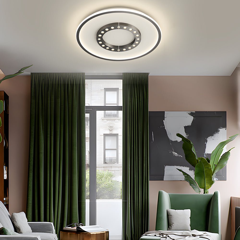 modern ceiling light fixture with square and round led design anti glare and 3 step dimming
