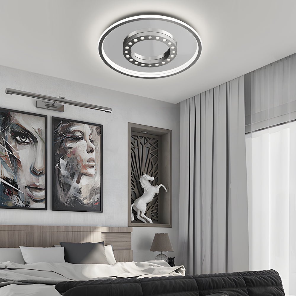 modern ceiling light fixture with square and round led design anti glare and 3 step dimming