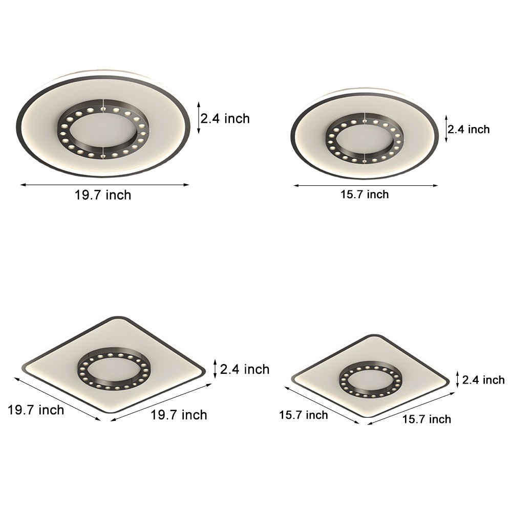 modern ceiling light fixture with square and round led design anti glare and 3 step dimming