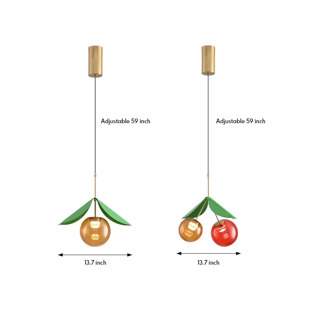 Cherry Glass Globe Mini Pendant — Electroplated Metal, LED, 6W / 12W, Three-Color Dimming