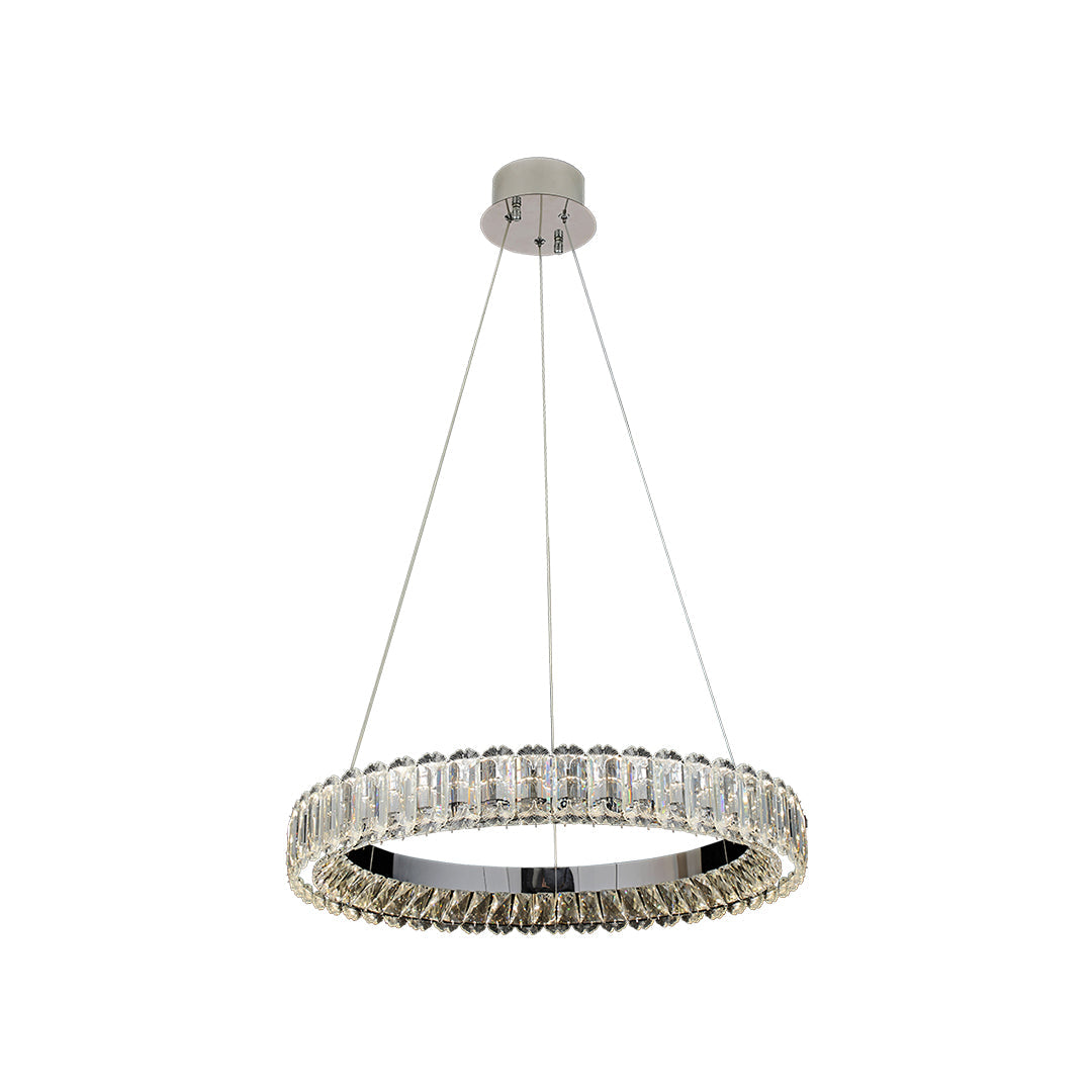 Minimalist Ring Chandelier — Crystal Accents, Dual-Color 3000K/6000K, Adjustable Cable, 50–100cm