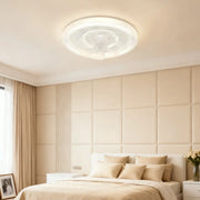 Simple LED Lamp Circular Ceiling Fan with White Finish and Light Luxe