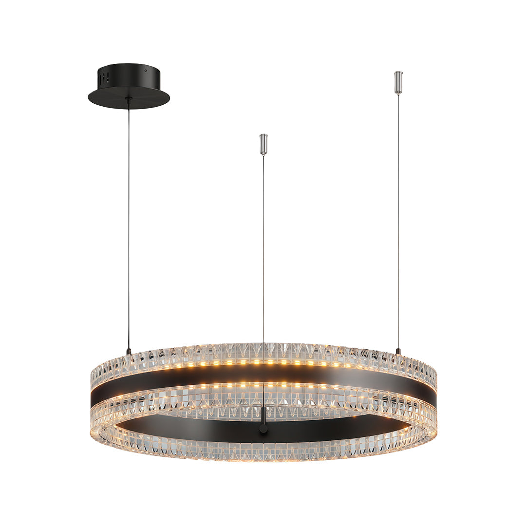 Minimalist Circular Ring Chandelier — Aluminum, Single / Double / Triple Ring, Three-Color Dimming, Copper / Chrome / Black