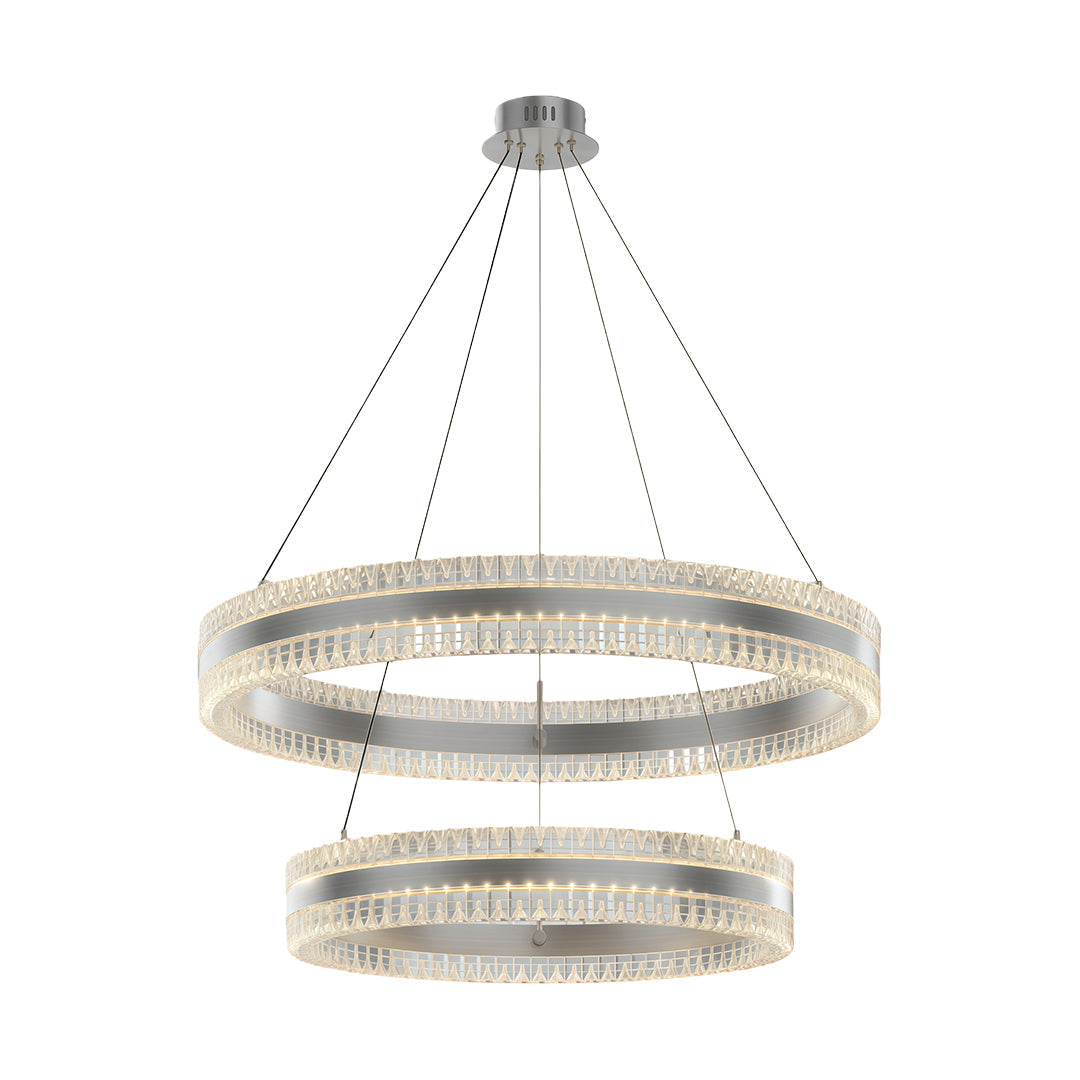 Minimalist Circular Ring Chandelier — Aluminum, Single / Double / Triple Ring, Three-Color Dimming, Copper / Chrome / Black