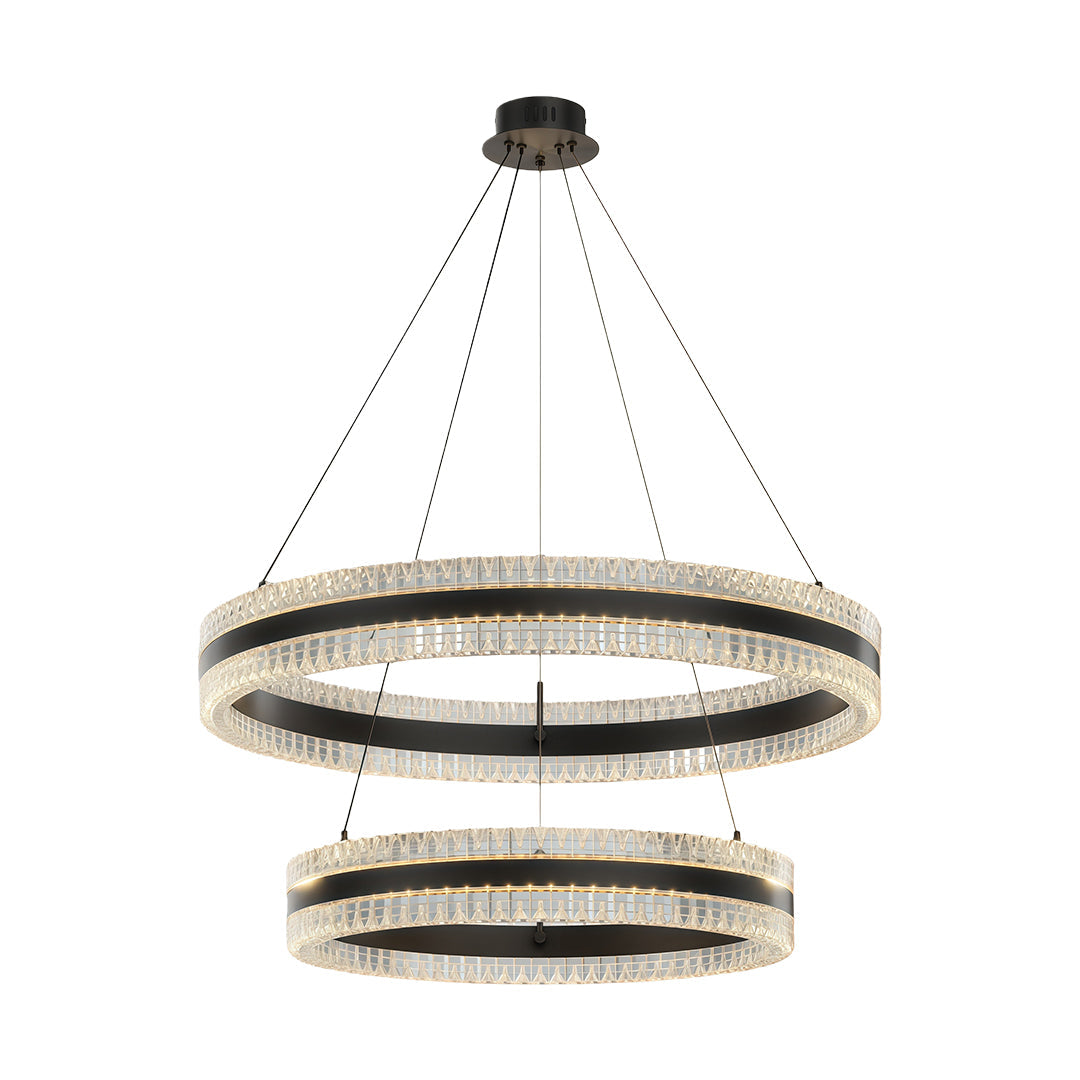 Minimalist Circular Ring Chandelier — Aluminum, Single / Double / Triple Ring, Three-Color Dimming, Copper / Chrome / Black