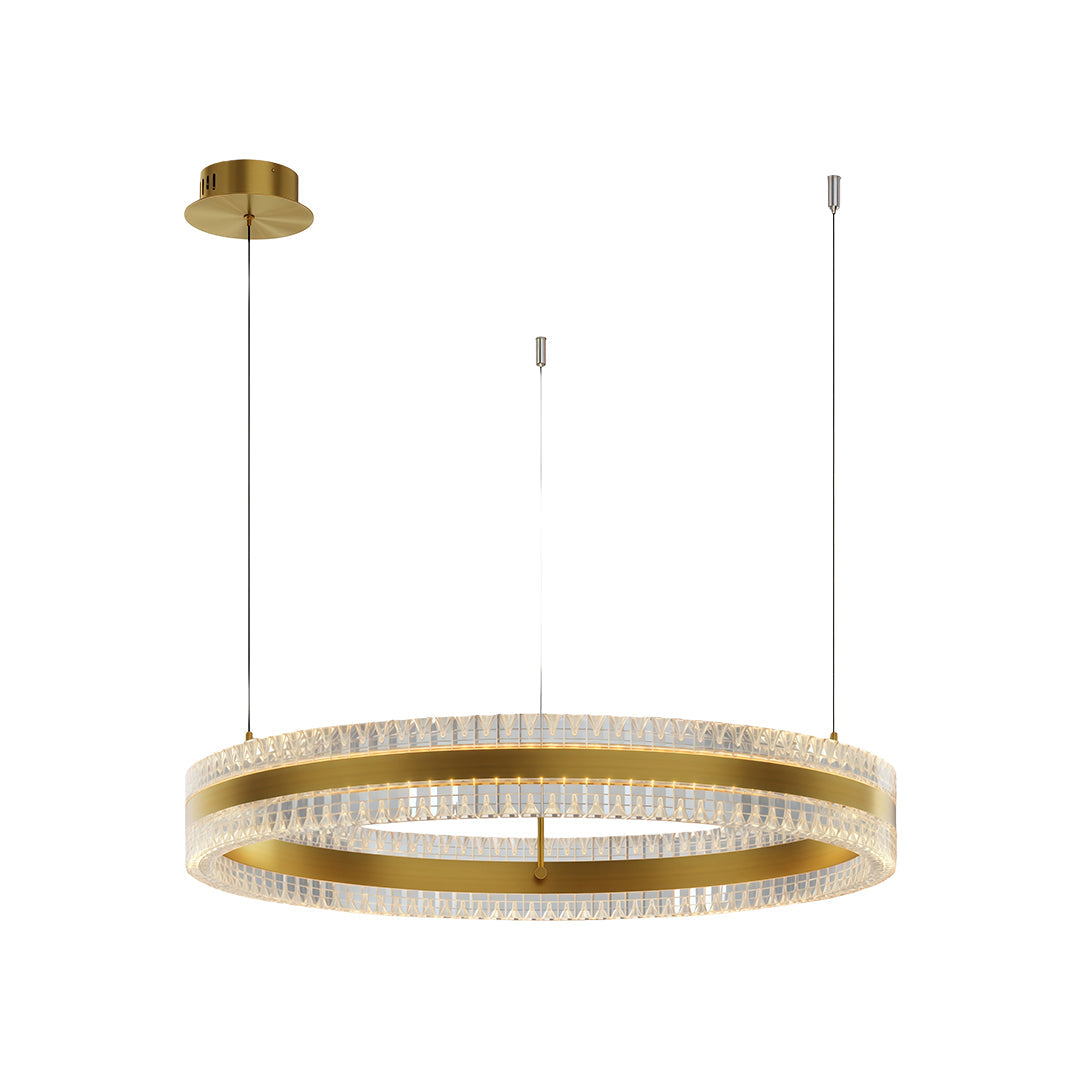 Minimalist Circular Ring Chandelier — Aluminum, Single / Double / Triple Ring, Three-Color Dimming, Copper / Chrome / Black