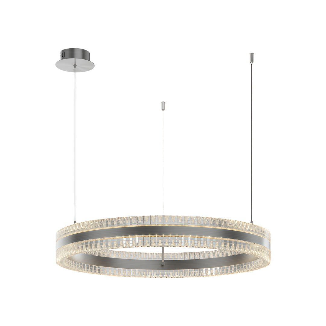 Minimalist Circular Ring Chandelier — Aluminum, Single / Double / Triple Ring, Three-Color Dimming, Copper / Chrome / Black
