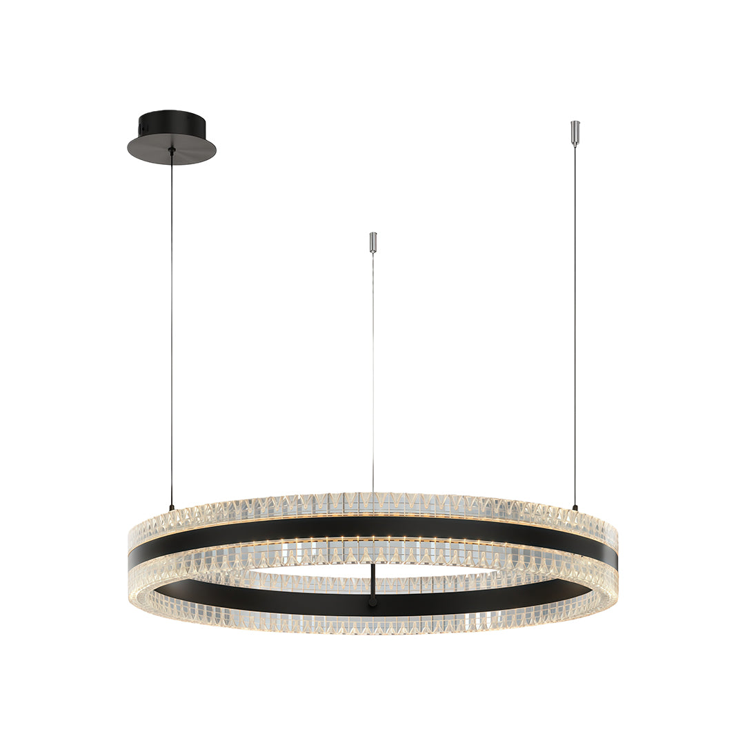 Minimalist Circular Ring Chandelier — Aluminum, Single / Double / Triple Ring, Three-Color Dimming, Copper / Chrome / Black
