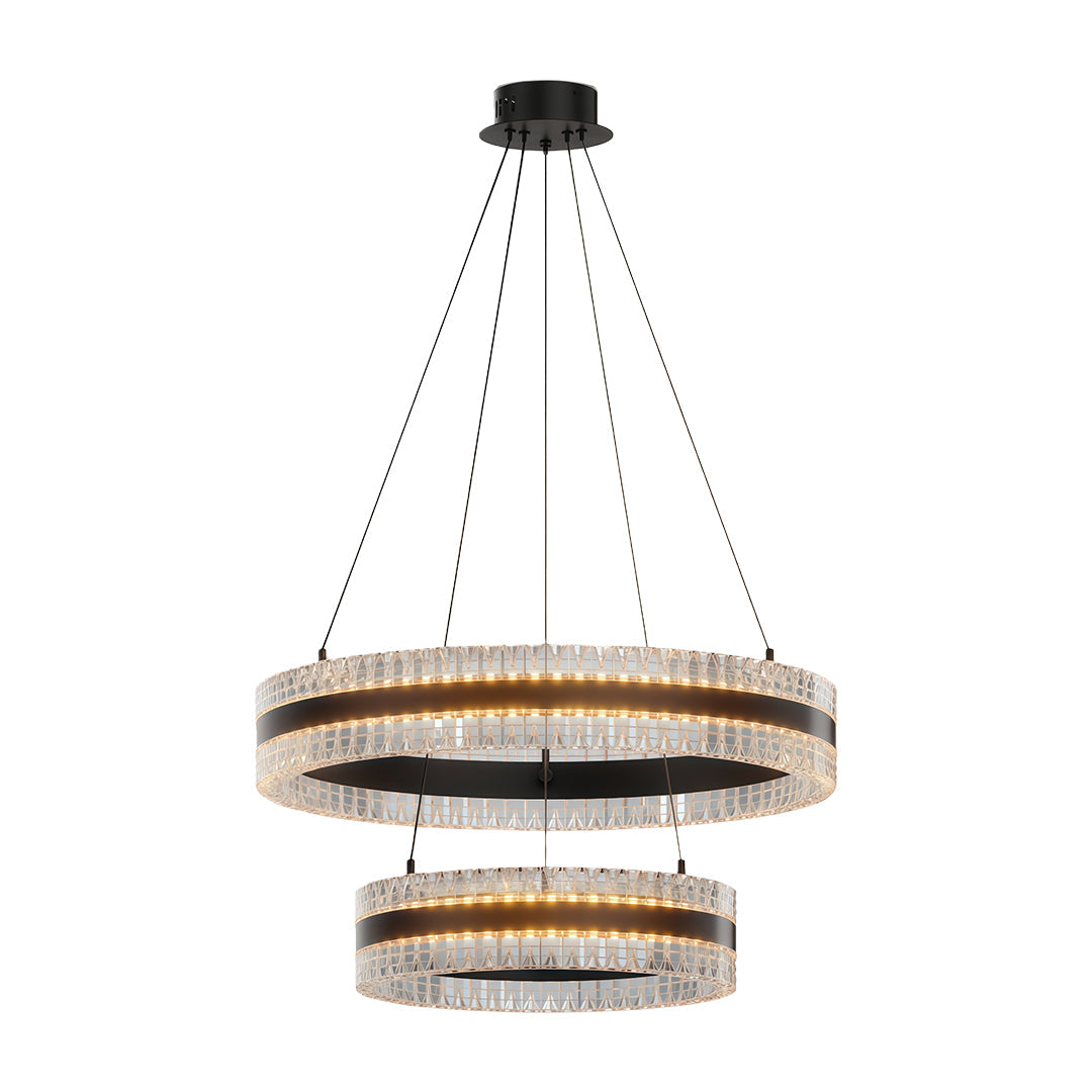 Minimalist Circular Ring Chandelier — Aluminum, Single / Double / Triple Ring, Three-Color Dimming, Copper / Chrome / Black