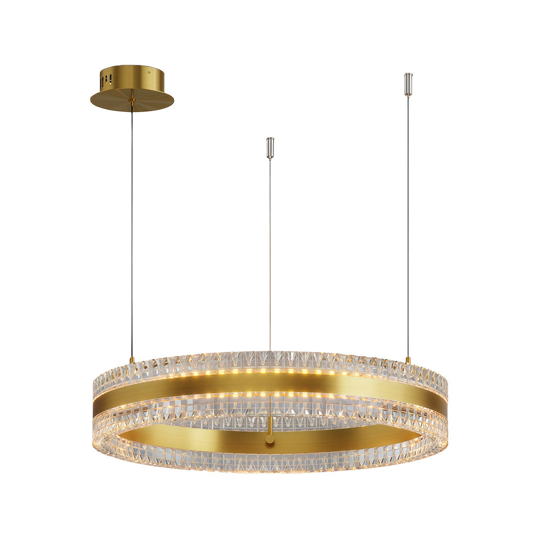 Minimalist Circular Ring Chandelier — Aluminum, Single / Double / Triple Ring, Three-Color Dimming, Copper / Chrome / Black