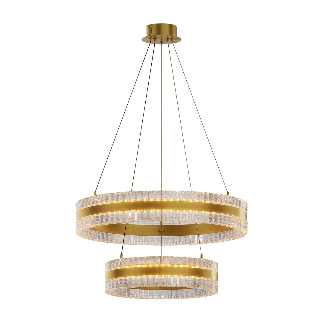 Minimalist Circular Ring Chandelier — Aluminum, Single / Double / Triple Ring, Three-Color Dimming, Copper / Chrome / Black