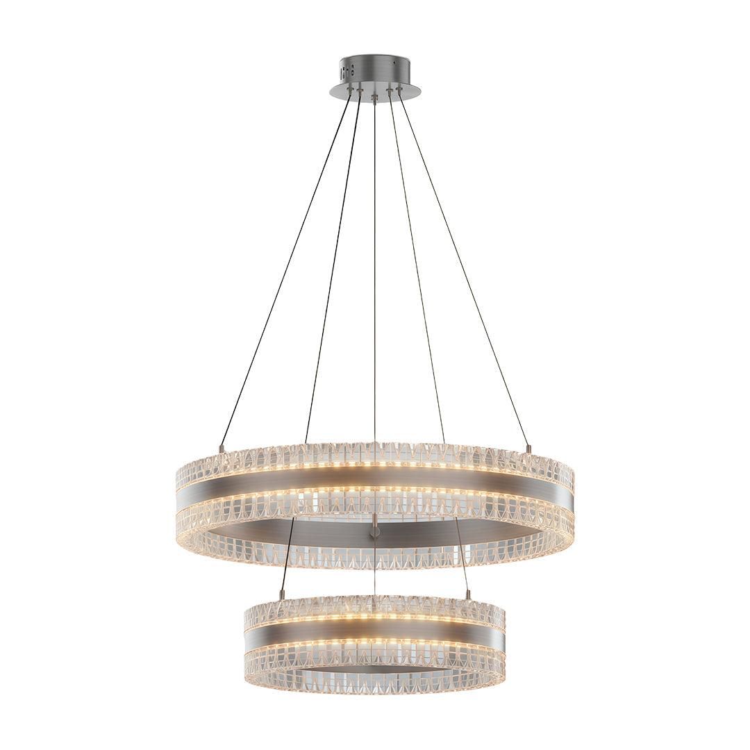 Minimalist Circular Ring Chandelier — Aluminum, Single / Double / Triple Ring, Three-Color Dimming, Copper / Chrome / Black