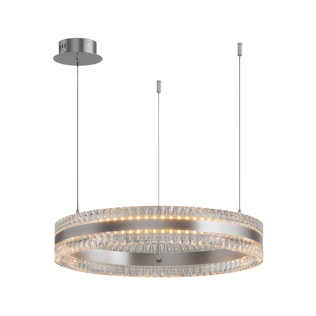 Minimalist Circular Ring Chandelier — Aluminum, Single / Double / Triple Ring, Three-Color Dimming, Copper / Chrome / Black