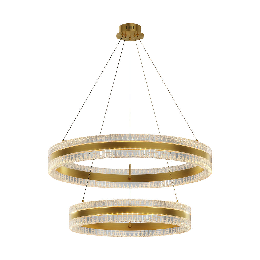 Minimalist Circular Ring Chandelier — Aluminum, Single / Double / Triple Ring, Three-Color Dimming, Copper / Chrome / Black