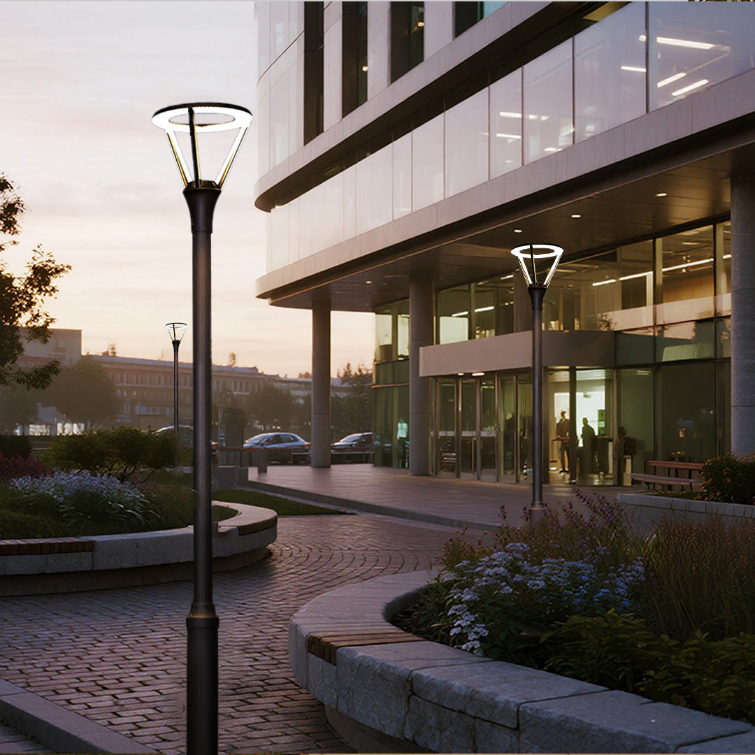 Modern Minimalist Outdoor Post Light — Black Aluminum, 48W OSRAM LED, 3000K, IP65, 3-Meter Pole