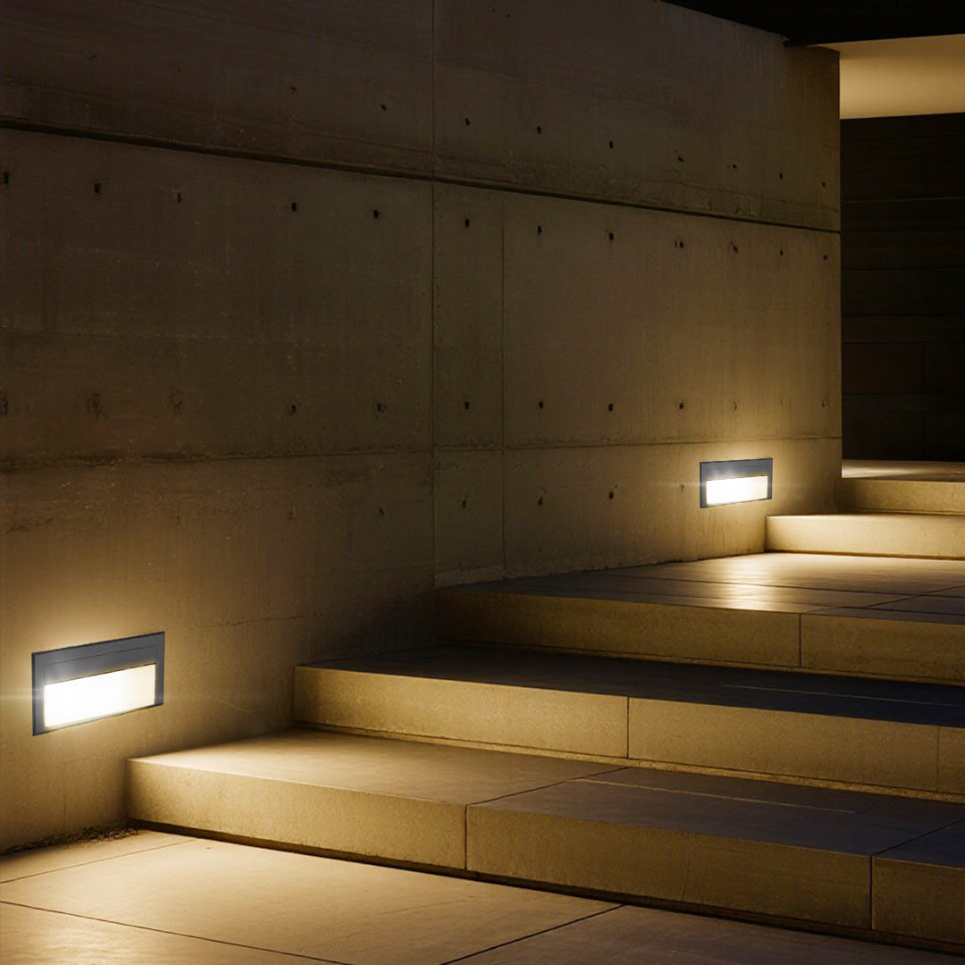 Square Recessed Outdoor Step Light — Die-Cast Aluminum, Black, OSRAM LED, 2W / 6W, 3000K, IP65