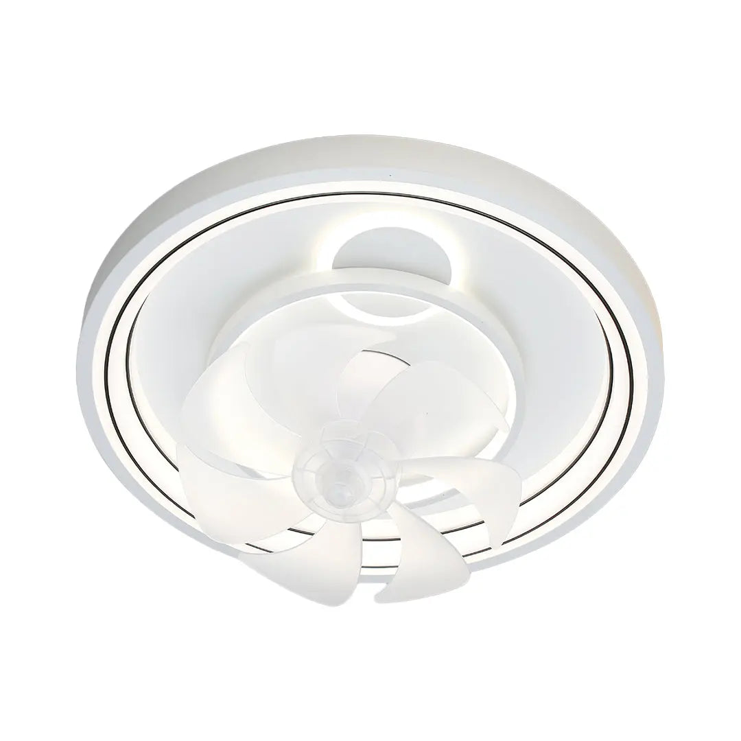 Modern Round Ceiling Fan with Light in White Finish Luxe